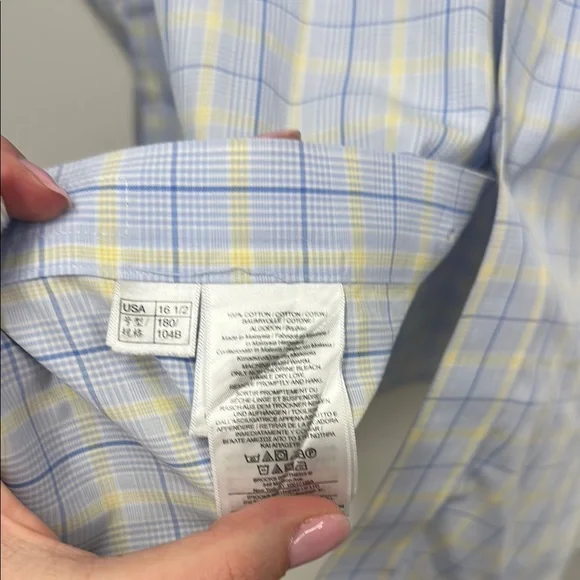 Brooks brothers Men's Blue Checkered Shirt 16.5 - Picture 4 of 6